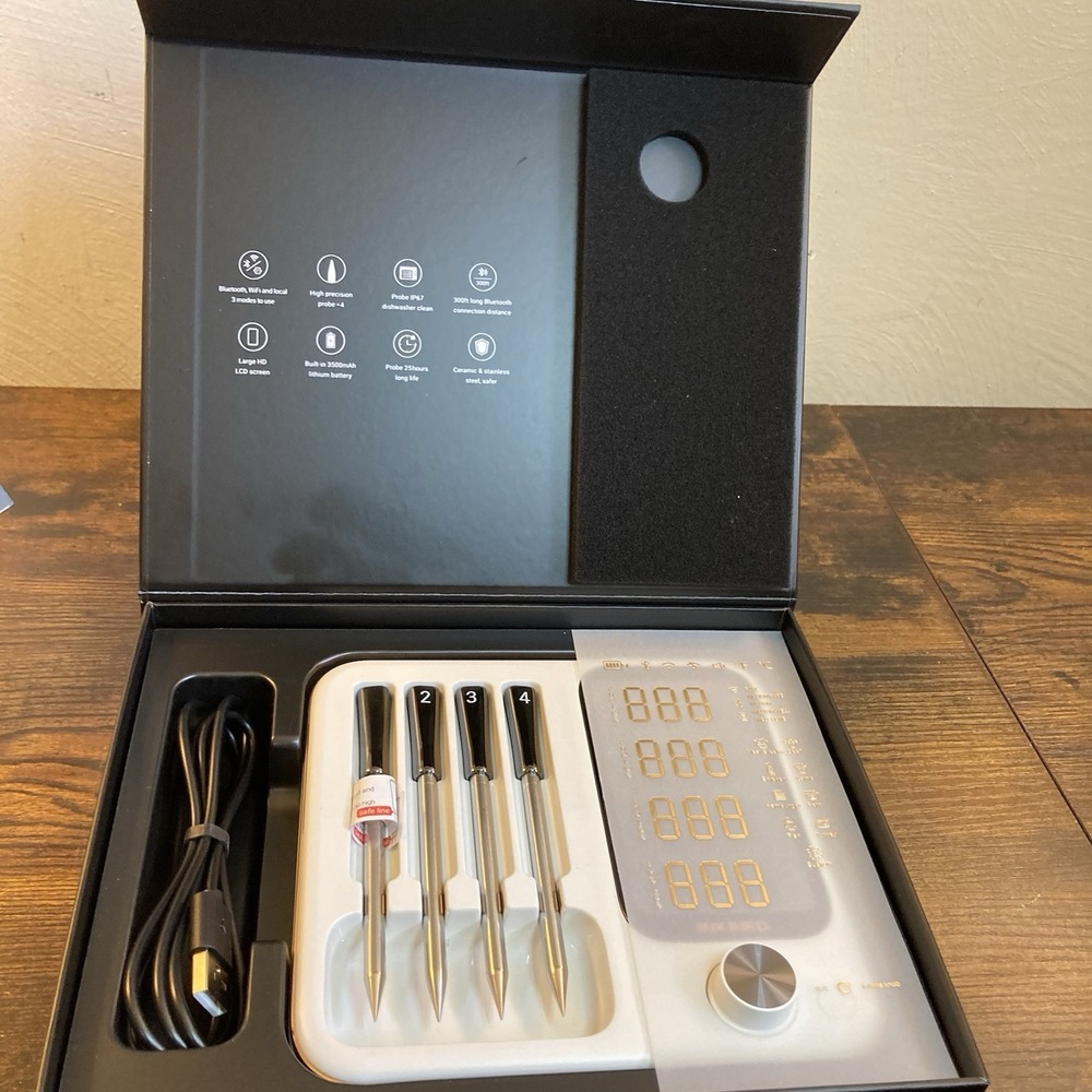 Inkbird INT-14-BW Wireless BBQ Thermometer Bluetooth Wifi w/ 4 Probes & Monitor